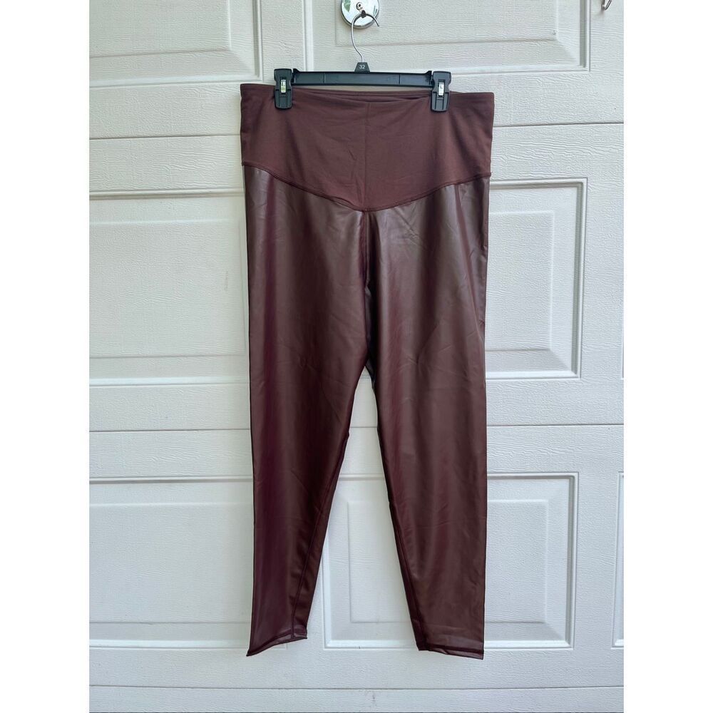 Gap Maternity Faux Leather Leggings Brown High Rise Pull On Pants Large